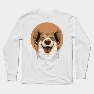 Happy Smiling face Pup with Headphone Music Long Sleeve T-Shirt